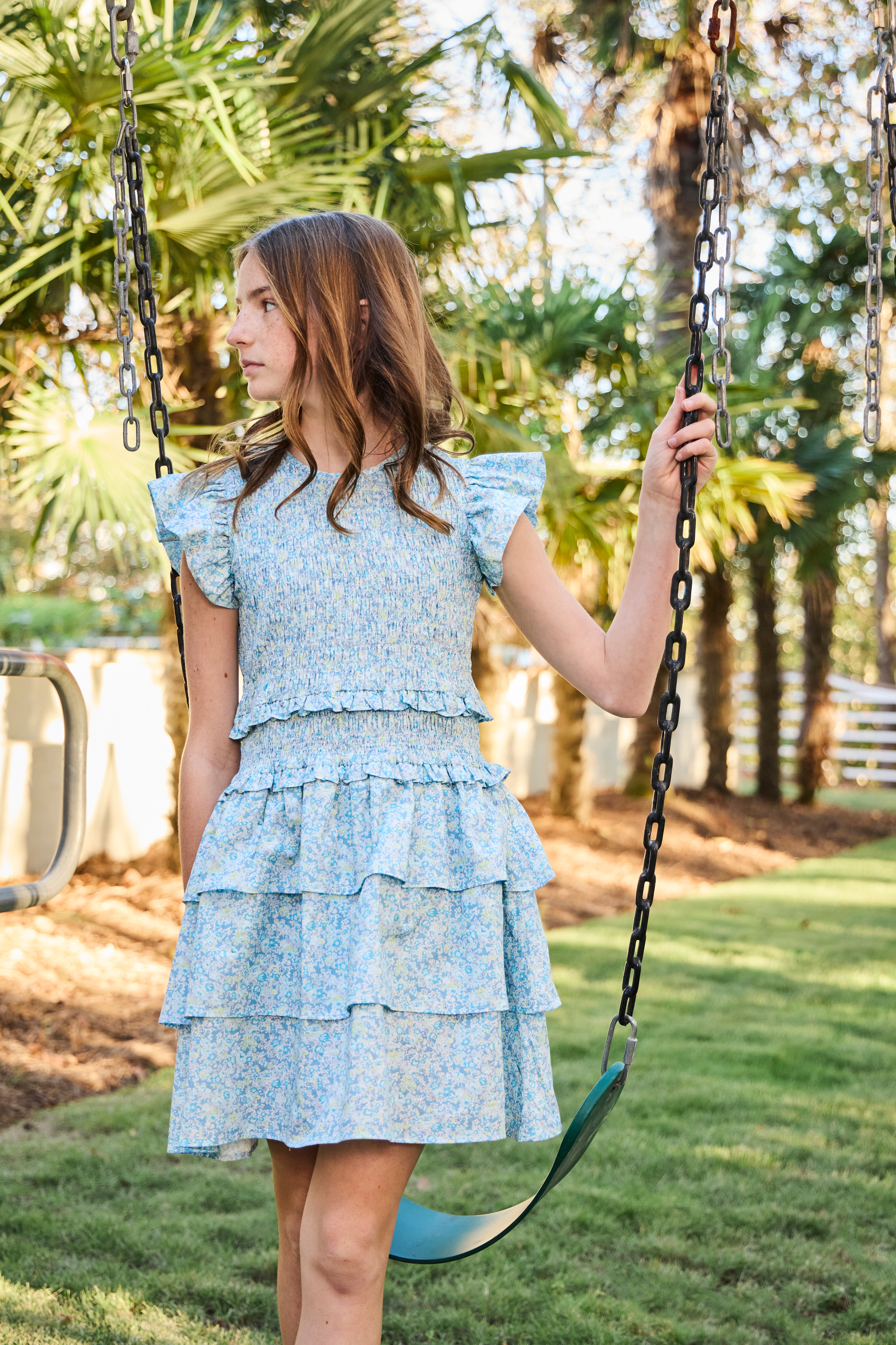 Claire Dress Aqua Floral