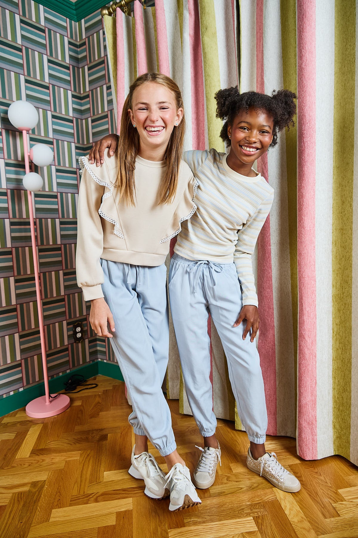 Ella Tee Light Blue/Cream and Janie Joggers Light Blue