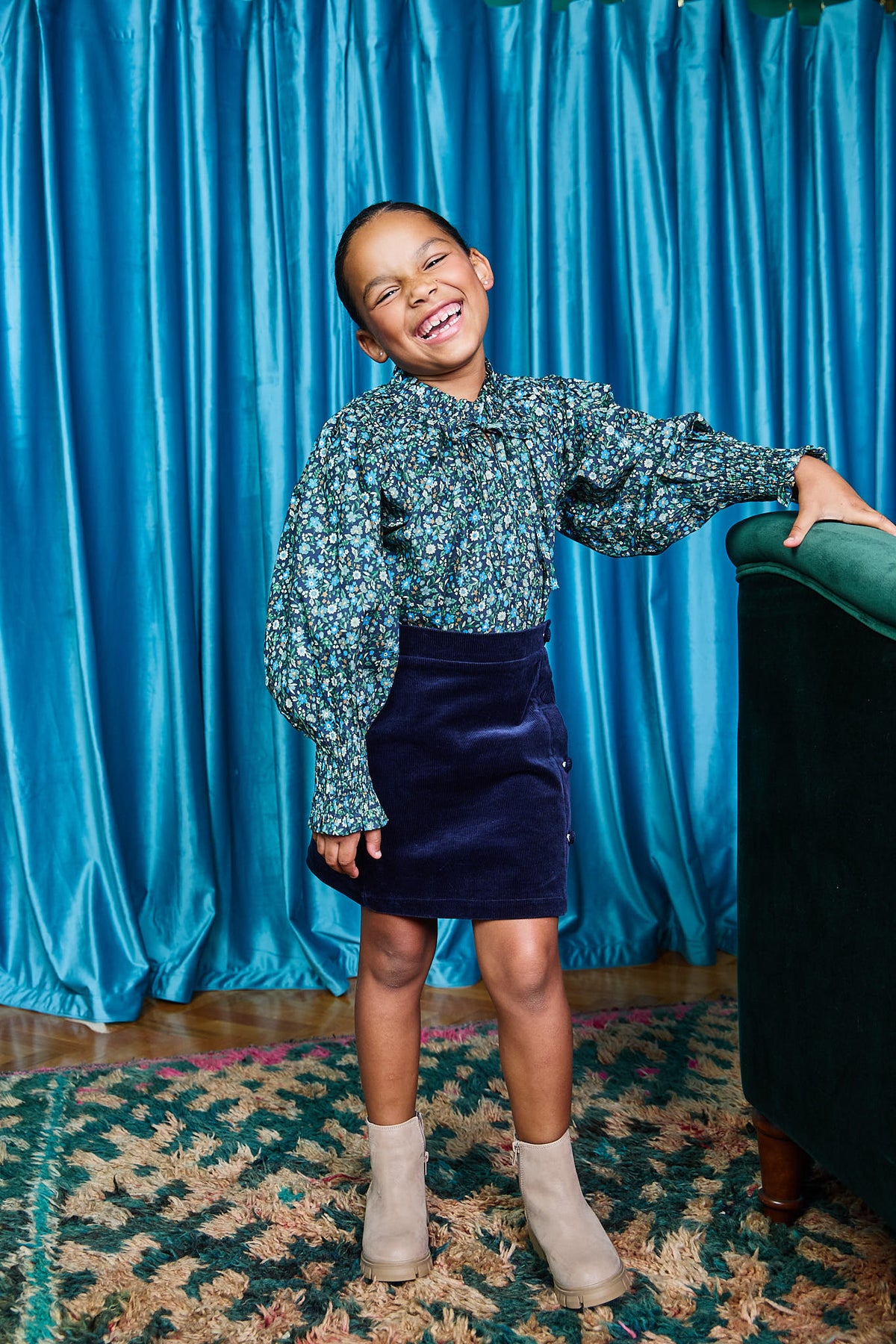 Blair Blouse Twilight Floral and Reese Skirt Navy