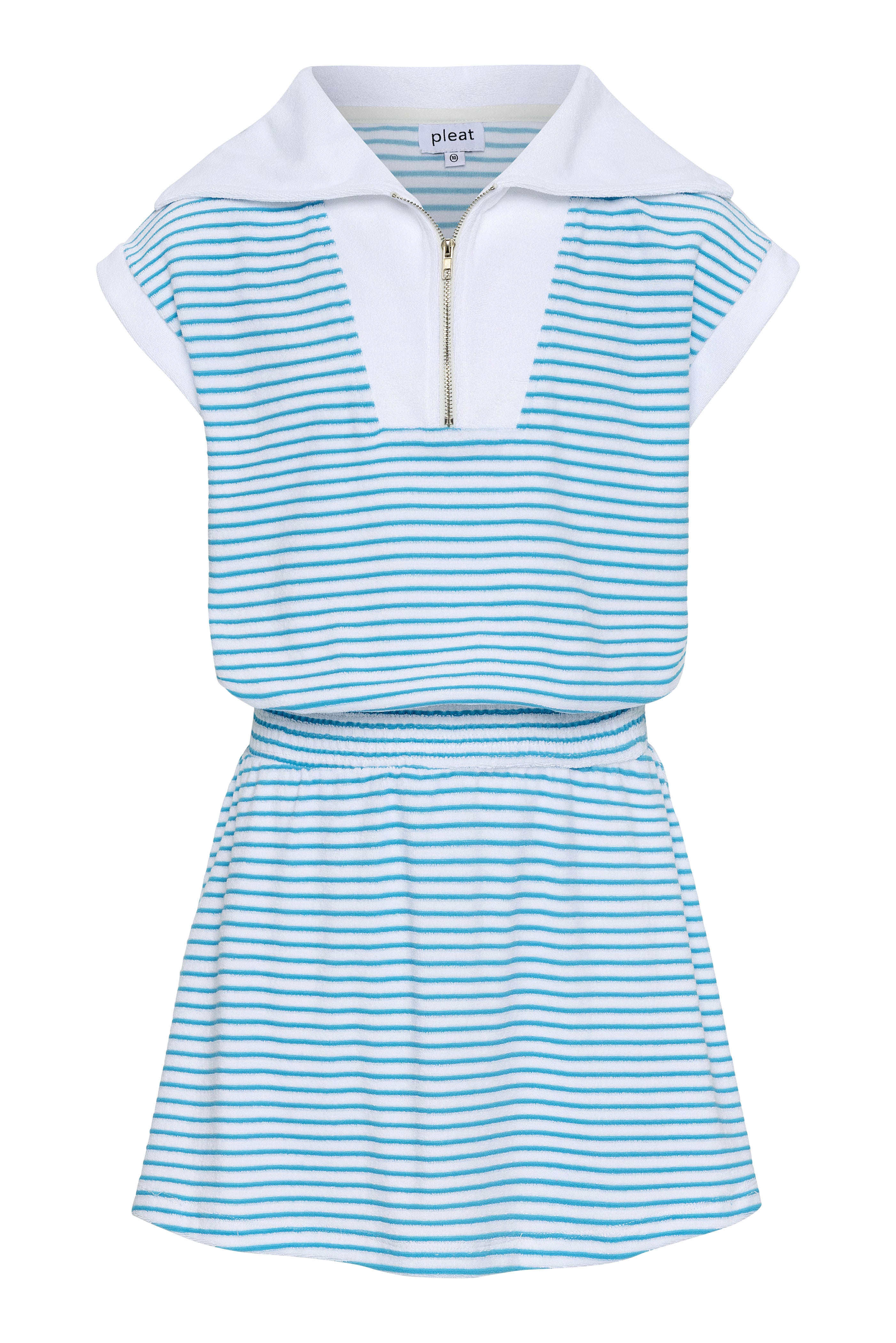 Wynne Dress Turq/White French Terry