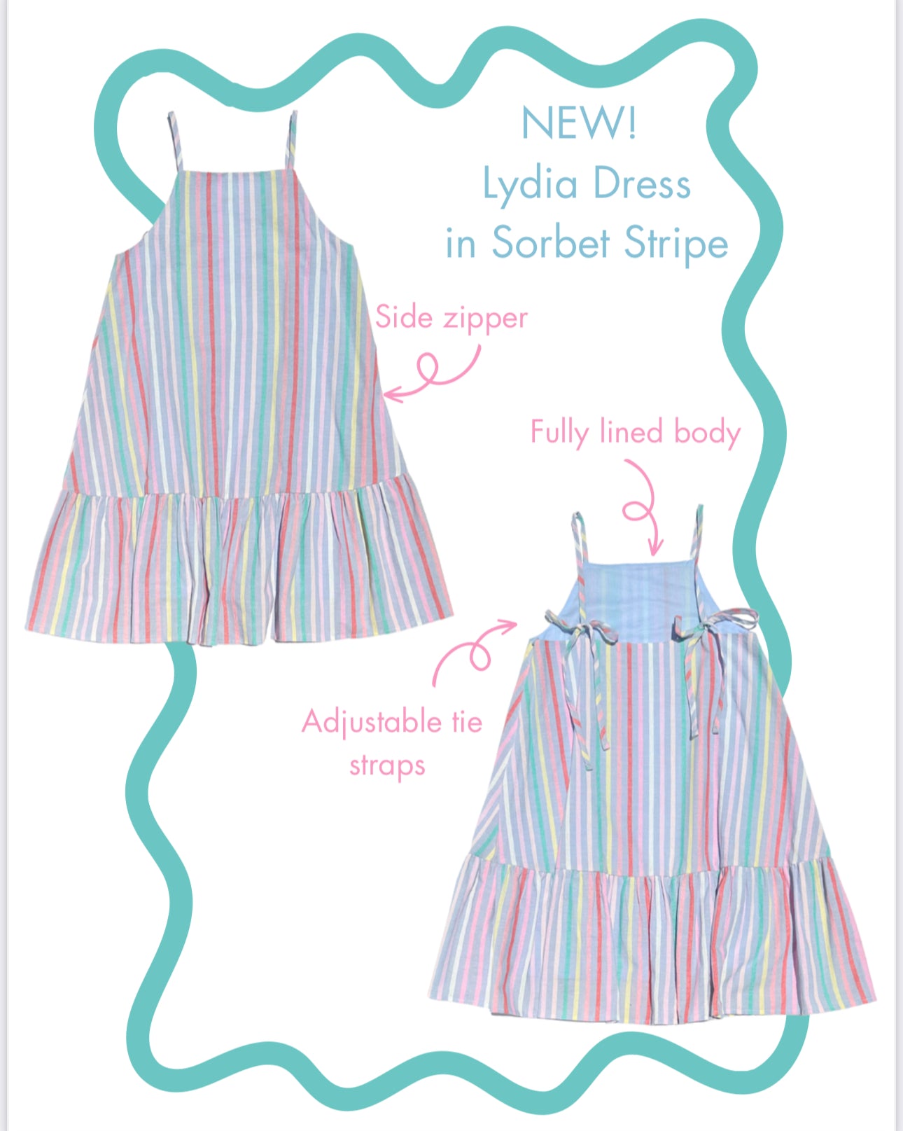 Lydia Dress Sorbet Stripe