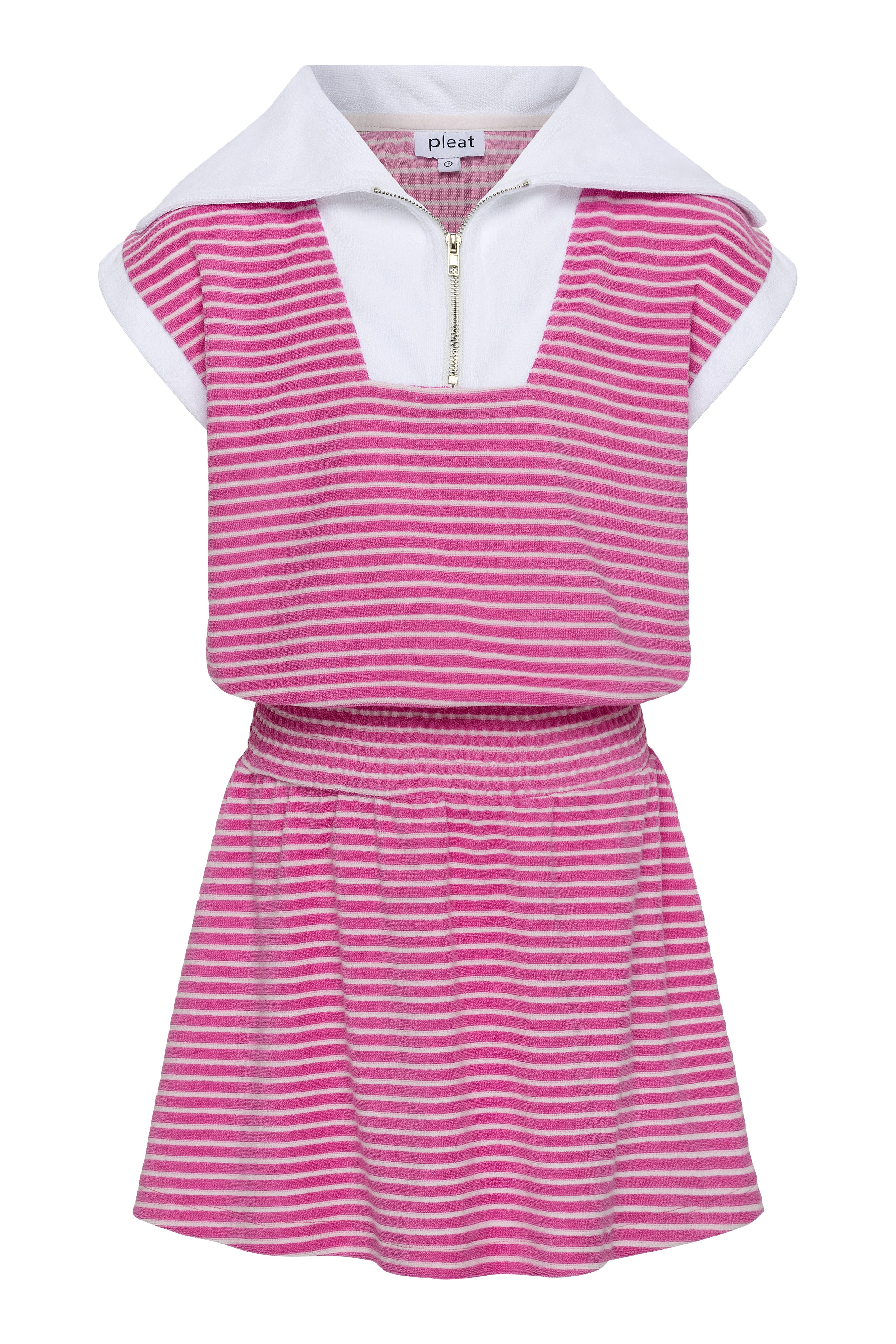 Wynne Dress Pink/White French Terry