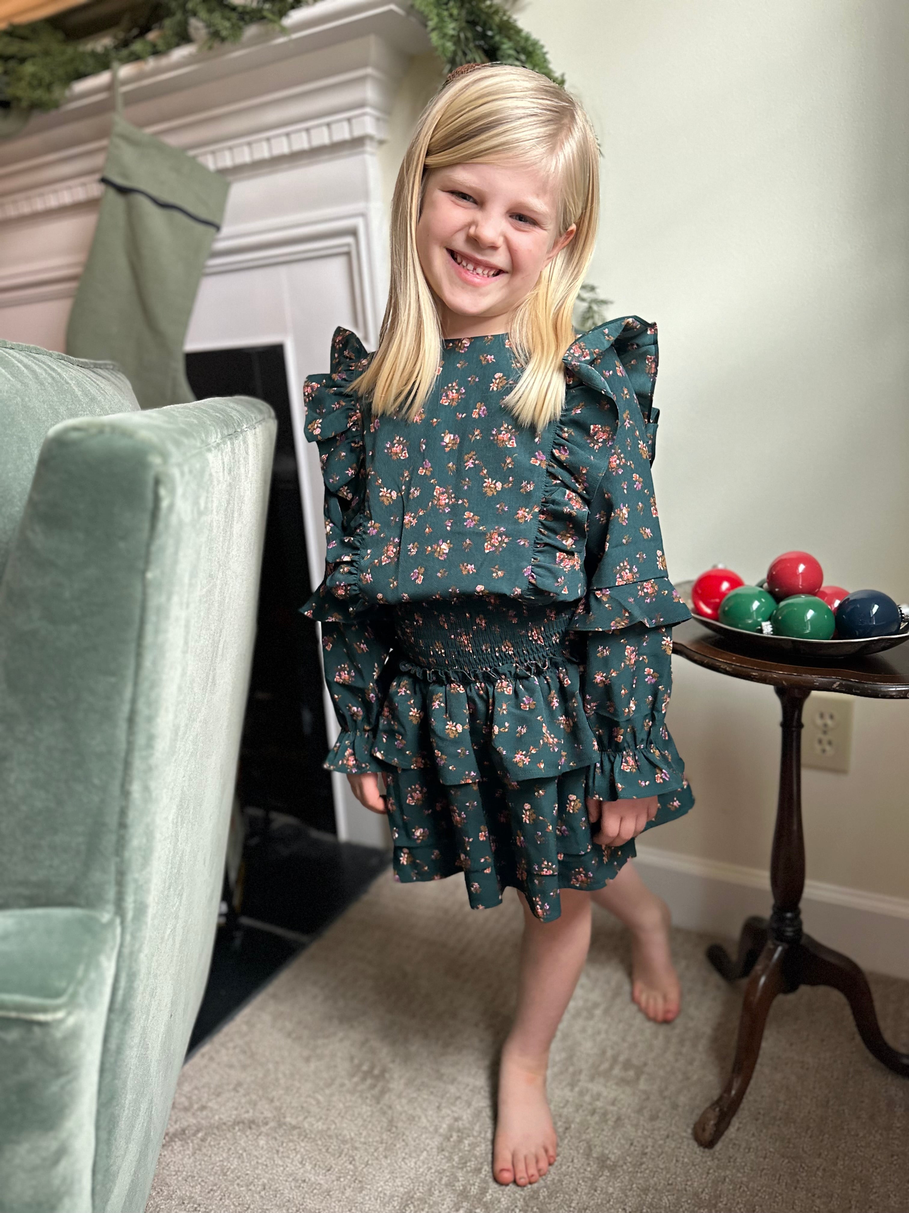 Charlie Dress Evergreen Vintage Floral