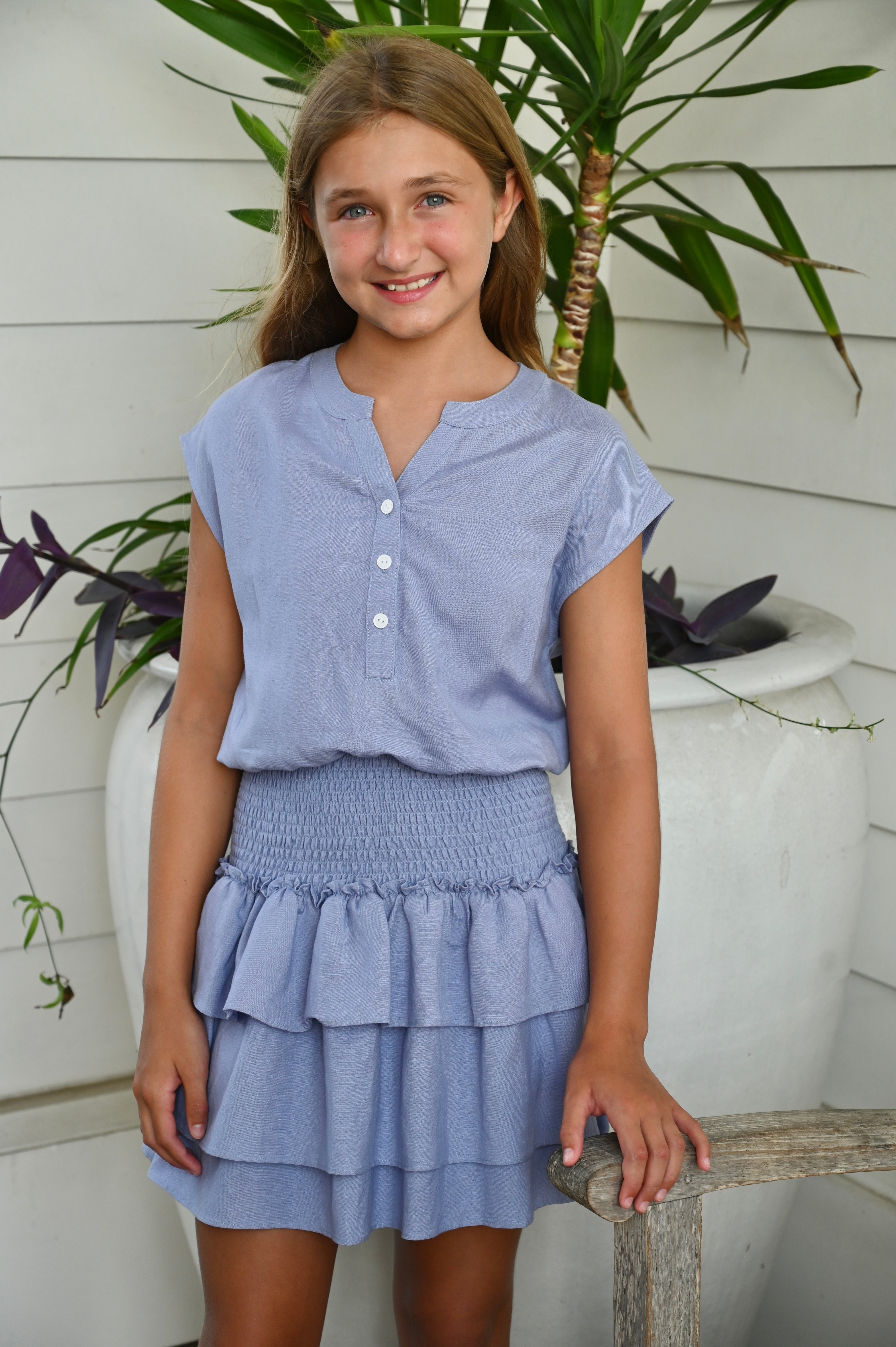 Drew Dress Wisteria Linen