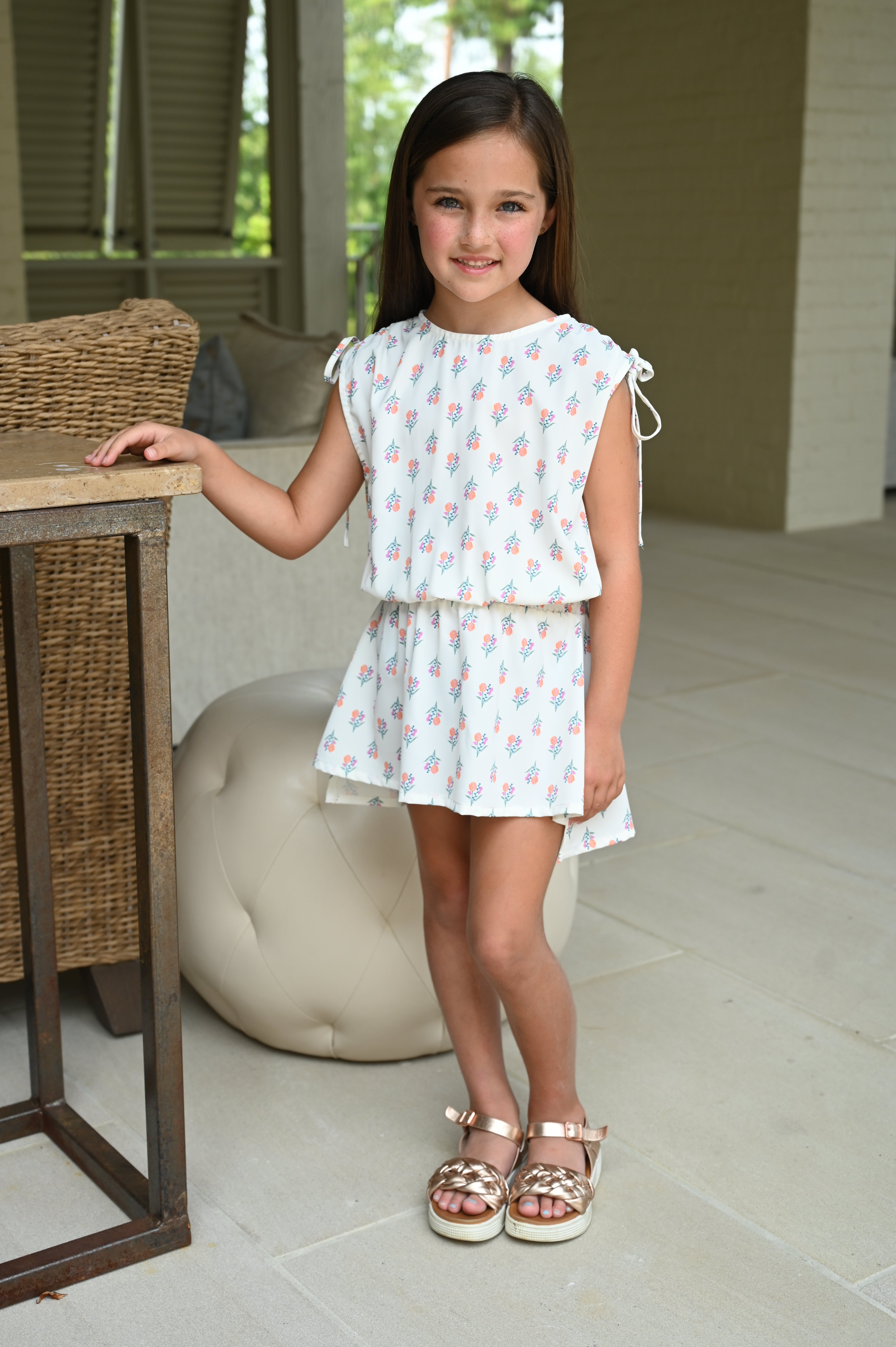 Helen Dress White Block Print